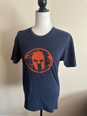 Men's Navy Short-Sleeve Tee with Orange Spartan Graphic